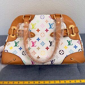 LOUIS VUITTON Monogram Multicolor Claudia Hand Bag White LV Auth